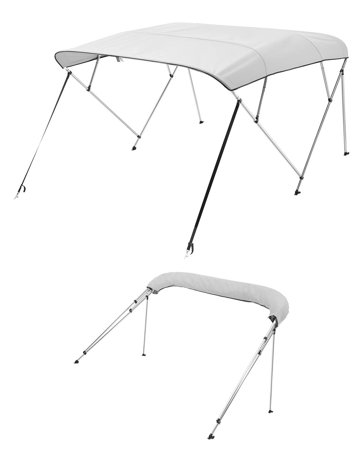 Vevor - VEVOR Bimini bateau taud de soleil à 4 arceaux 216-228 cm en alu polyester gris - Image 1