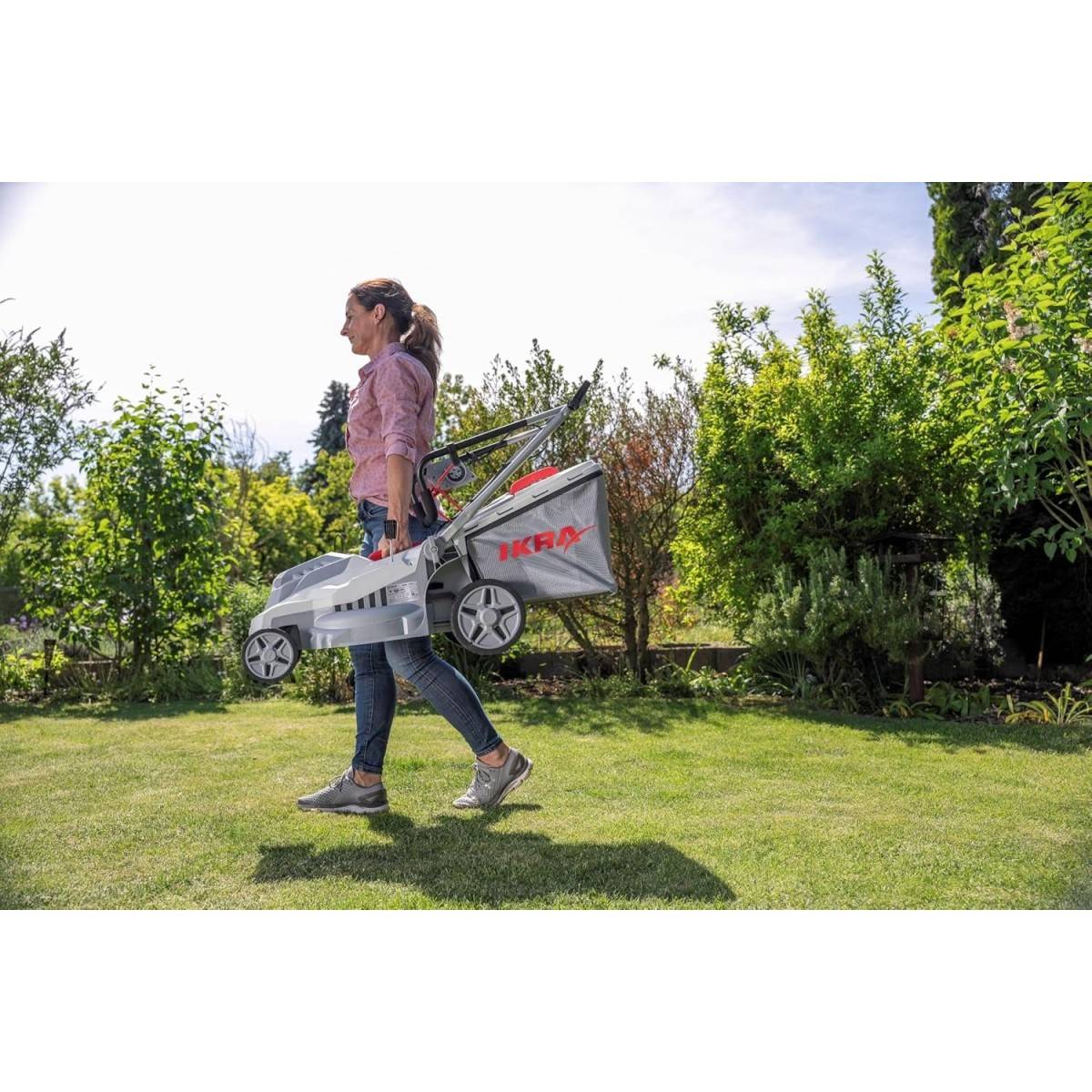 Tondeuse électrique 1600W 2en1 Tonte & Ramassage Pelouse Largeur de coupe 38cm, 5 Hauteurs de coupe, Tondeuse gazon Bac 42L IKRA - Image 5