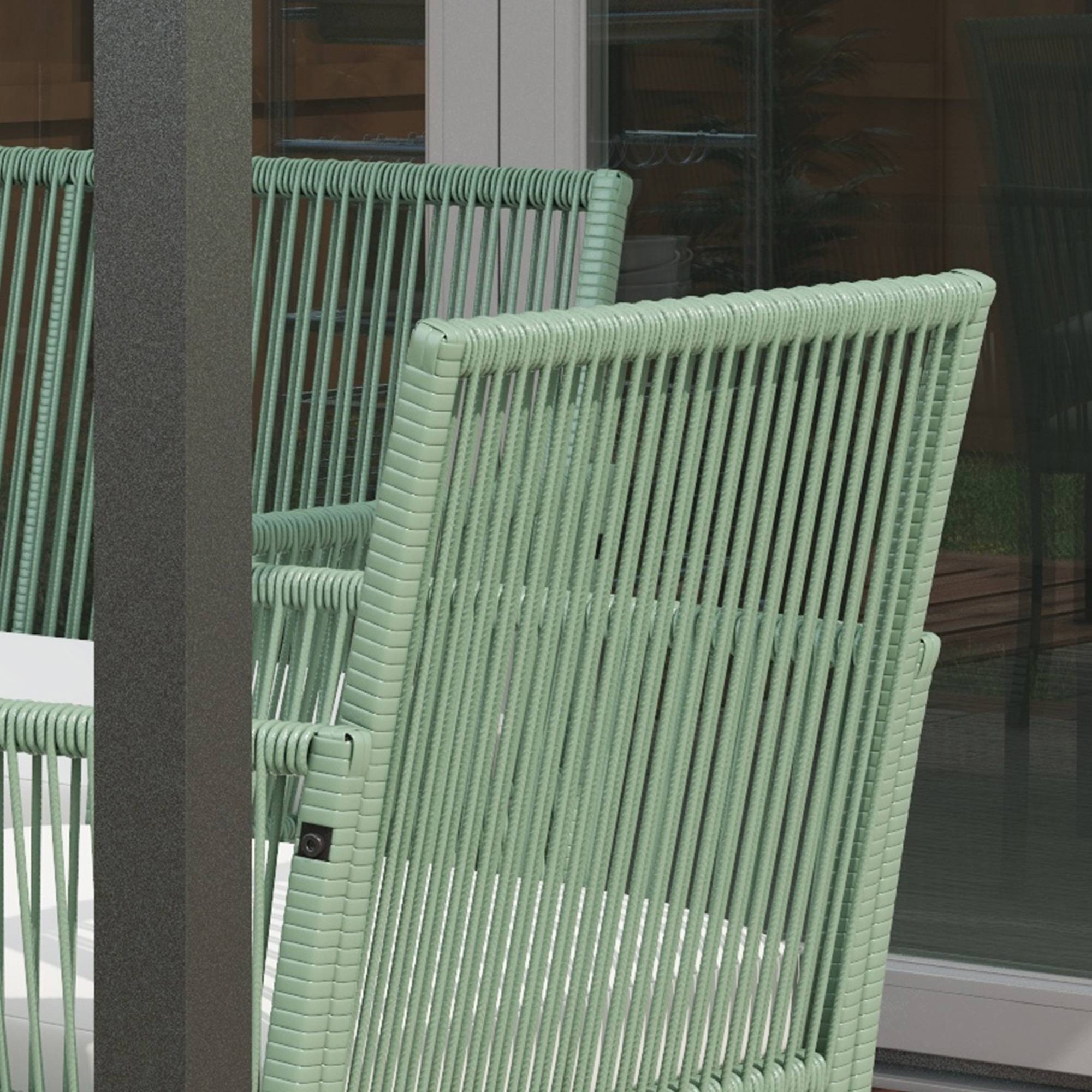 Salon de jardin 4 pièces résine tressée balcon détente table verre trempé vert - ComfortXL Outdoor Living - Image 10