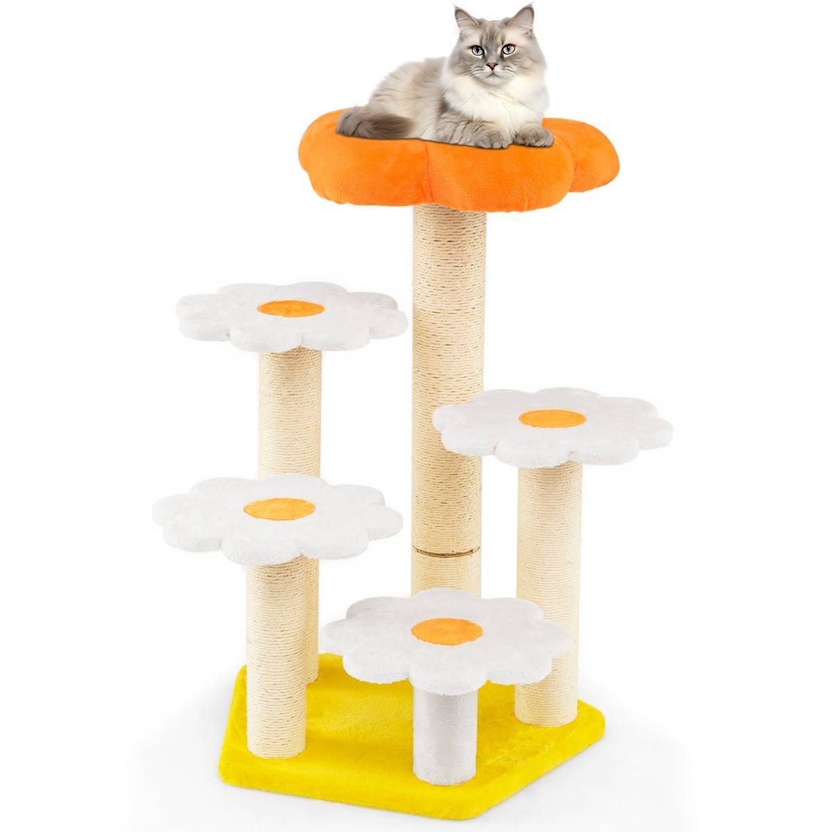 Arbre à Chat Fleur Mignon pour Chats d'Intérieur avec Perchoir en Peluche Confortable Poteaux - Image 1
