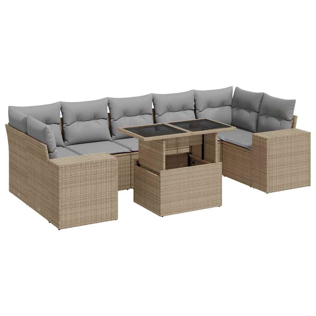 ComfortXL - Salon de jardin modulable 8 pcs résine tressée avec rangement et table ajustable beige – ComfortXL Outdoor Living - Image 2