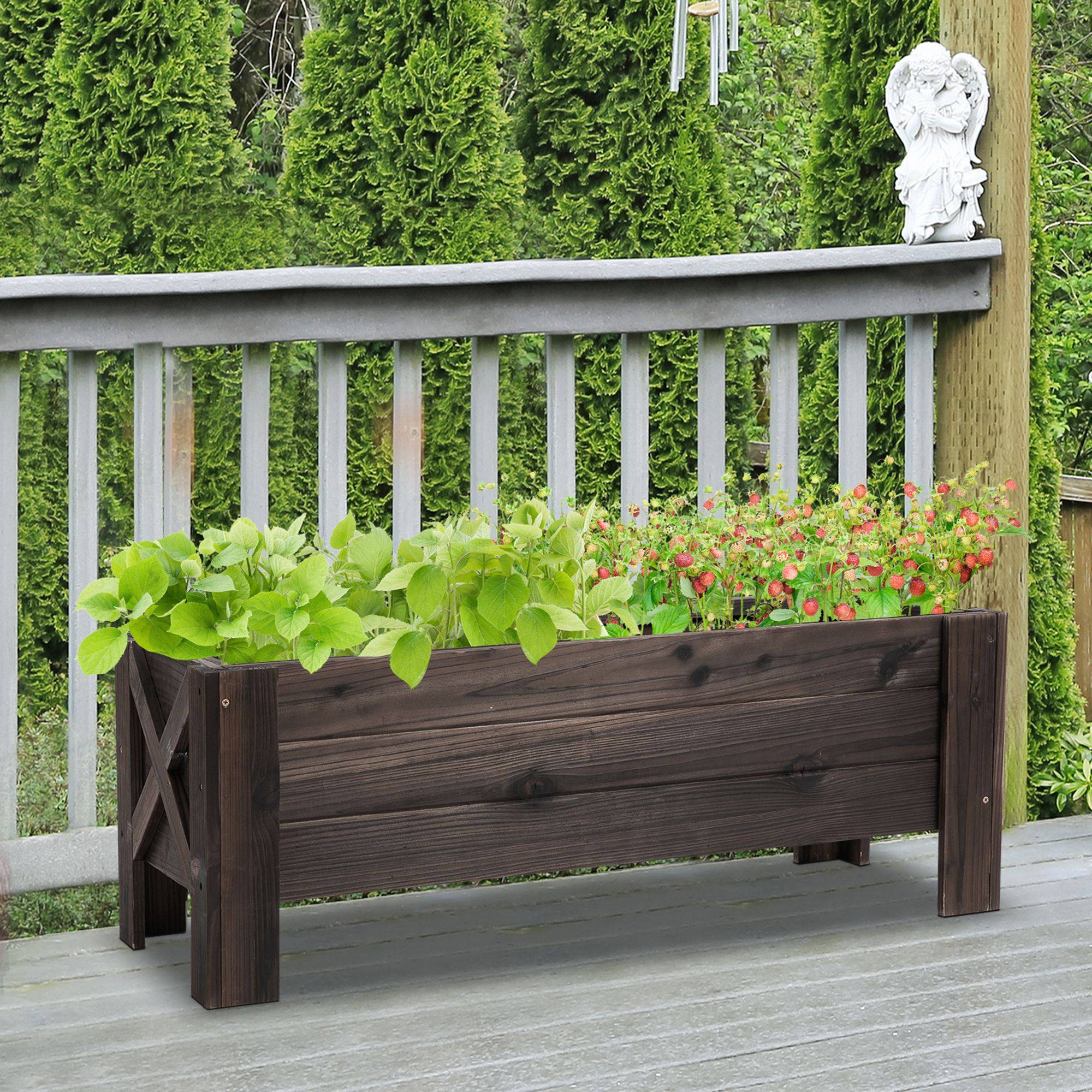 Sans Marque - Potager surélevé jardinière rectangulaire extérieur 100x36,5x36 cm - Image 4
