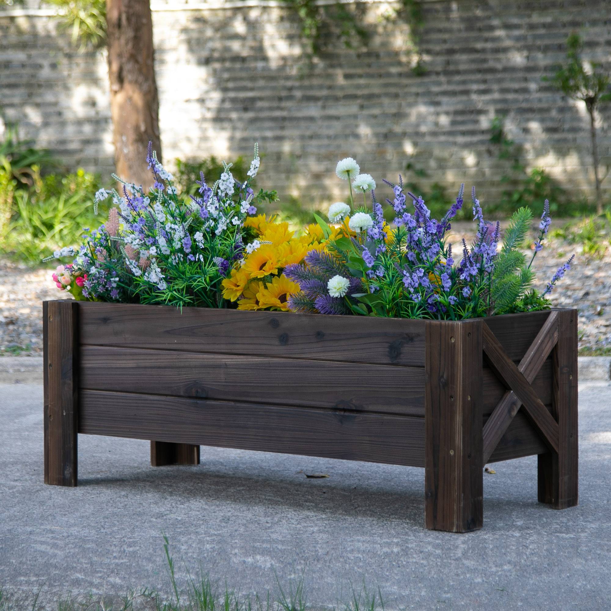 Sans Marque - Potager surélevé jardinière rectangulaire extérieur 100x36,5x36 cm - Image 3