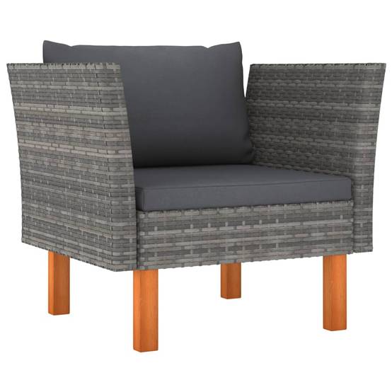 Fauteuil Relax Jardin Résine Tressée Pieds Bois Design Scandinave Coussins Moelleux Gris – ComfortXL Outdoor Living - Image 1