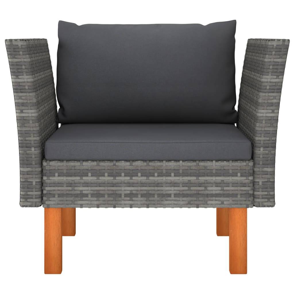 Fauteuil Relax Jardin Résine Tressée Pieds Bois Design Scandinave Coussins Moelleux Gris – ComfortXL Outdoor Living - Image 2