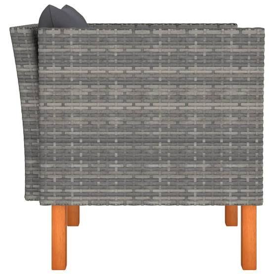 Fauteuil Relax Jardin Résine Tressée Pieds Bois Design Scandinave Coussins Moelleux Gris – ComfortXL Outdoor Living - Image 3