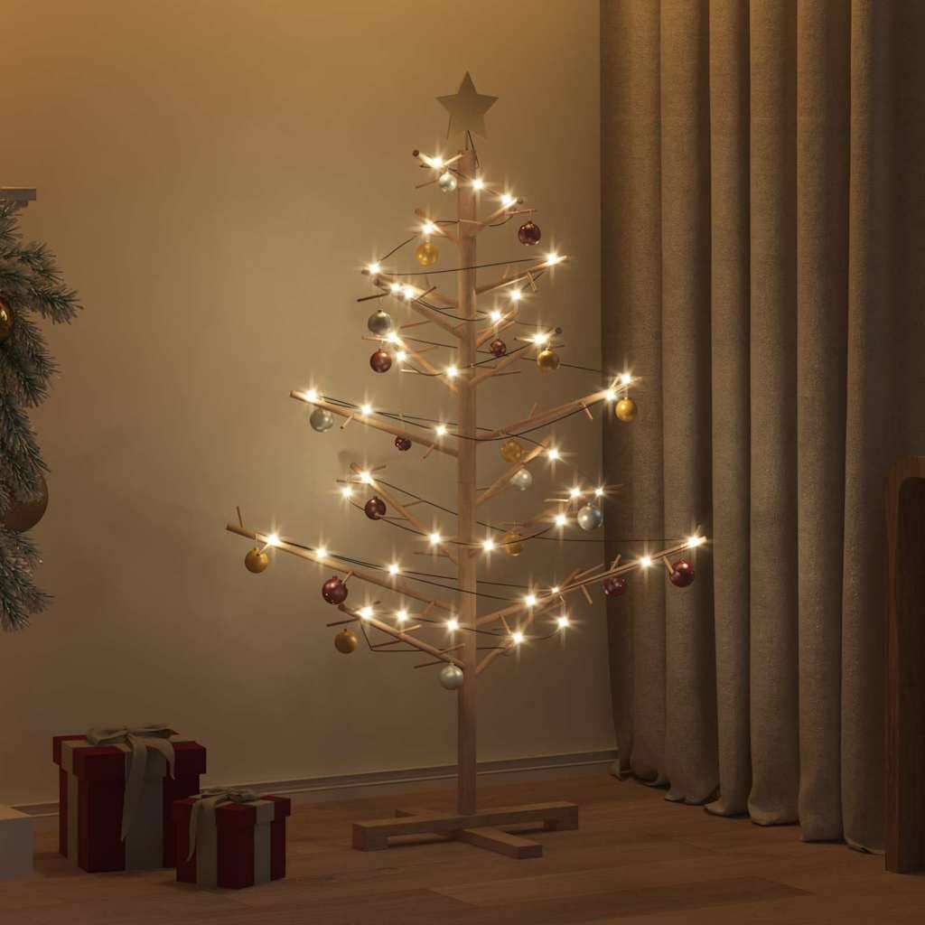 ComfortXL - Sapin de Noël en bois de pin Décoration de fête pour salon et terrasse Marron 125 cm – ComfortXL Outdoor Living - Image 1