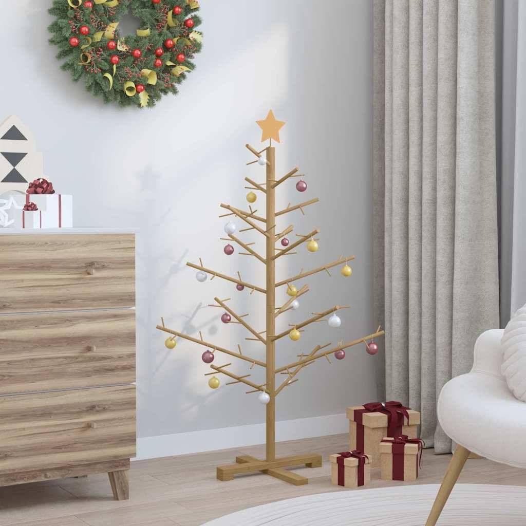 ComfortXL - Sapin de Noël en bois de pin Décoration de fête pour salon et terrasse Marron 125 cm – ComfortXL Outdoor Living - Image 4