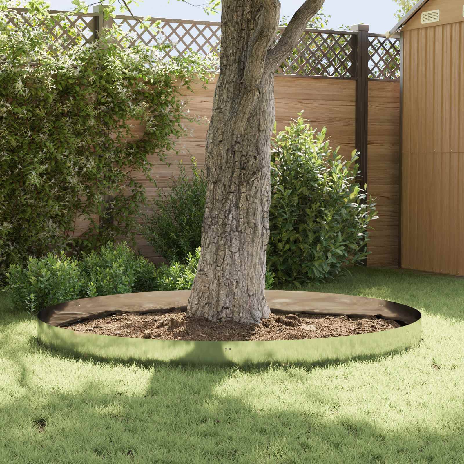 Bordure de jardin métal pour extérieur organisation harmonieuse 103x25cm argenté - ComfortXL Outdoor Living - Image 4