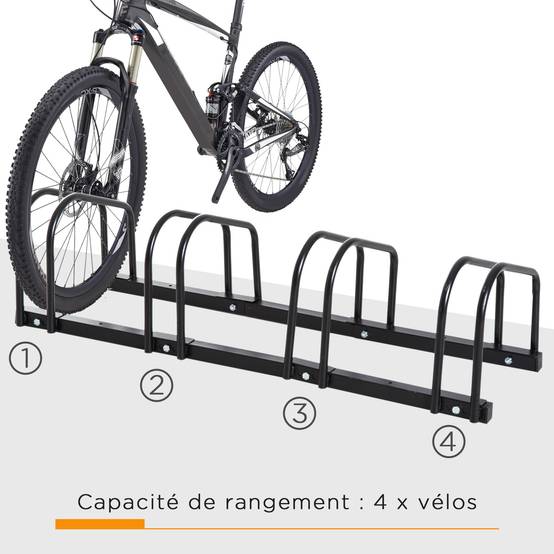 Râtelier pour 4 vélos acier noir 110 x 33 x 27 cm - PANGIVO - Image 6