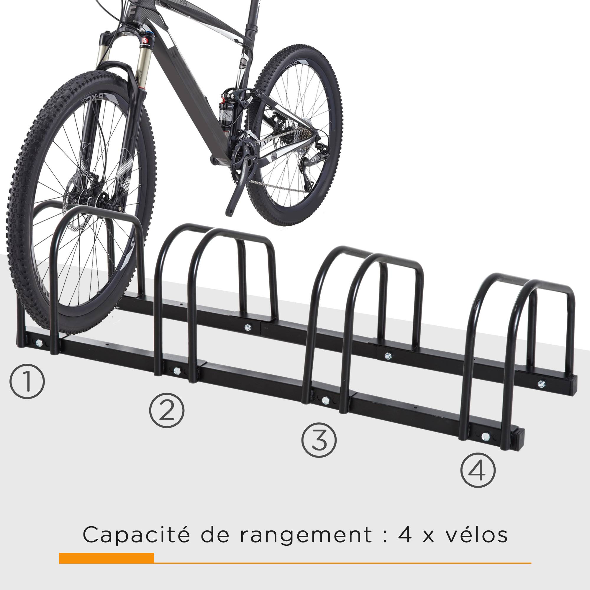 Râtelier pour 4 vélos acier noir 110 x 33 x 27 cm - PANGIVO - Image 6