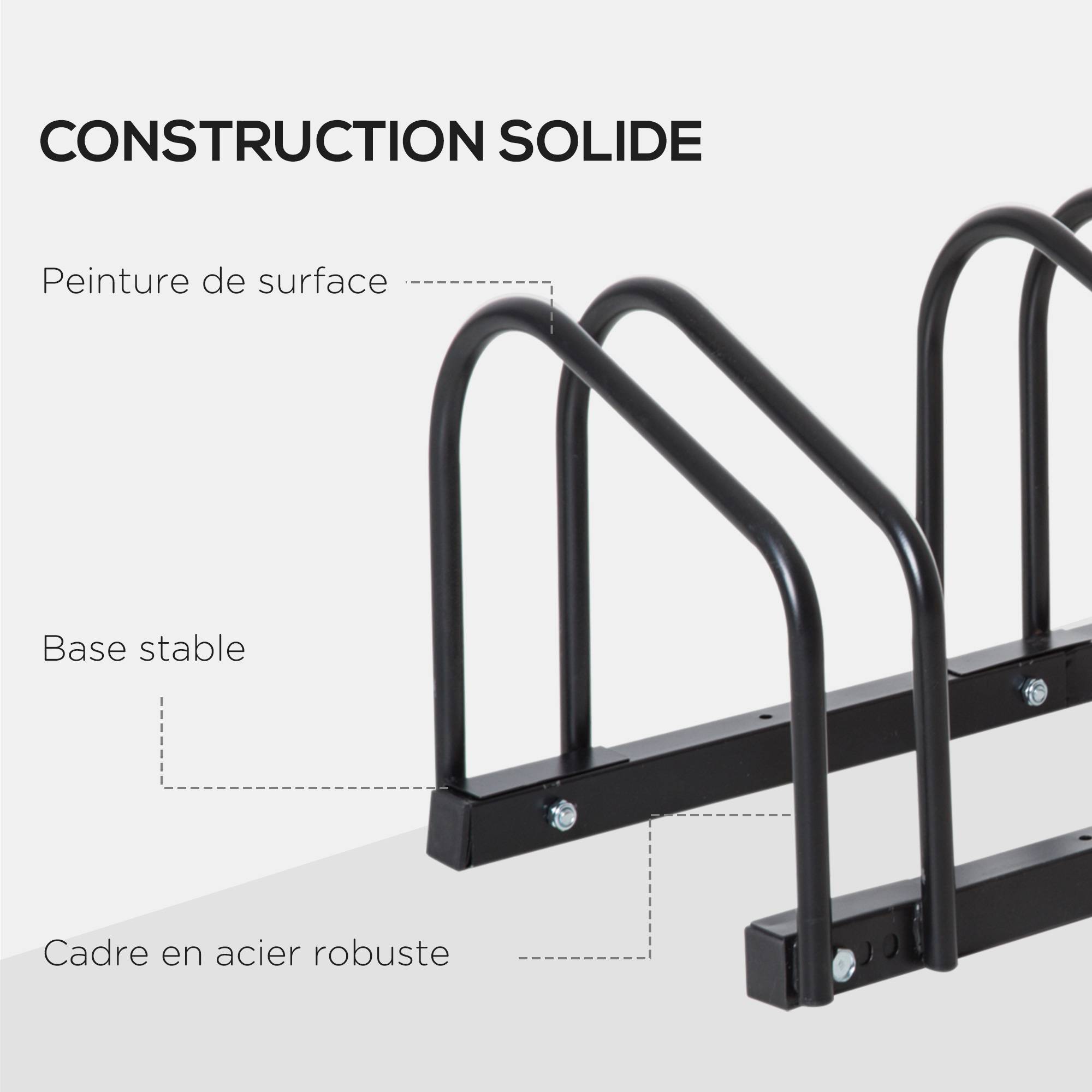 Râtelier pour 4 vélos acier noir 110 x 33 x 27 cm - PANGIVO - Image 10