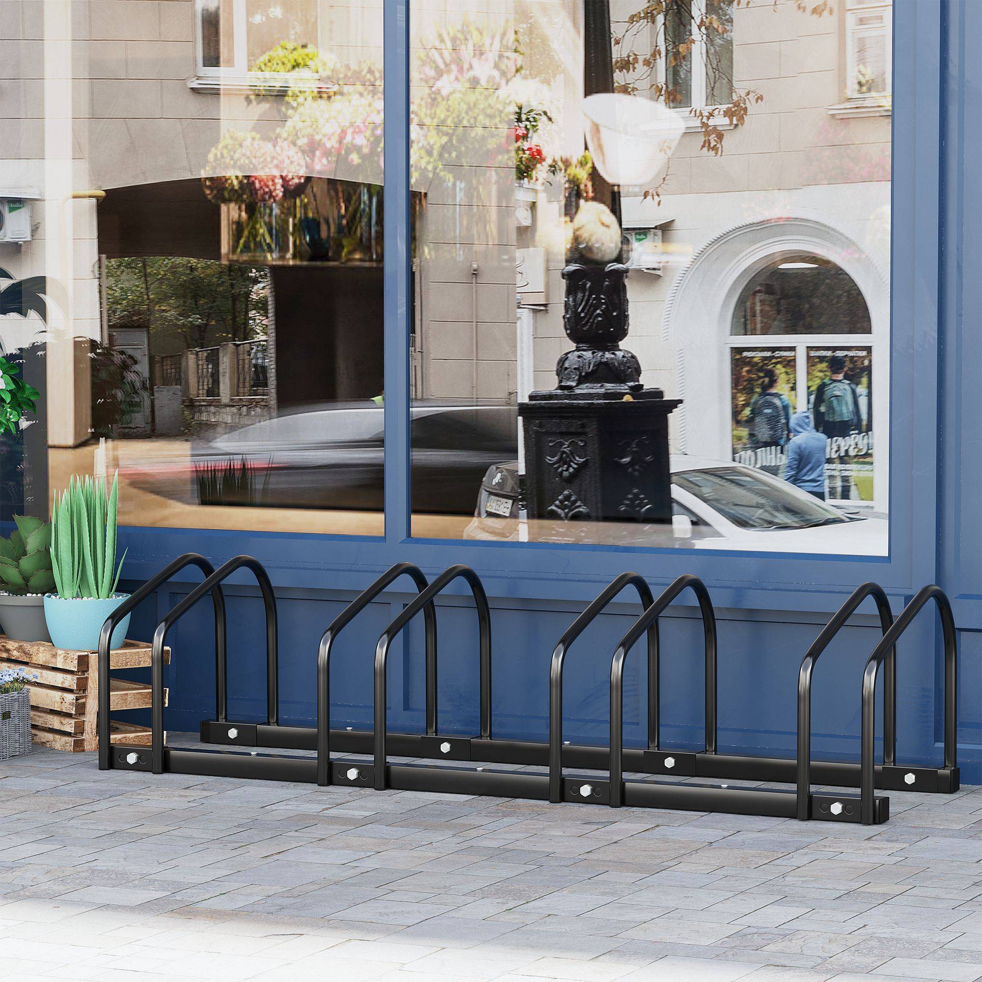 Râtelier pour 4 vélos acier noir 110 x 33 x 27 cm - PANGIVO - Image 4
