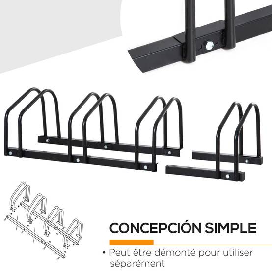 Râtelier pour 4 vélos acier noir 110 x 33 x 27 cm - PANGIVO - Image 7