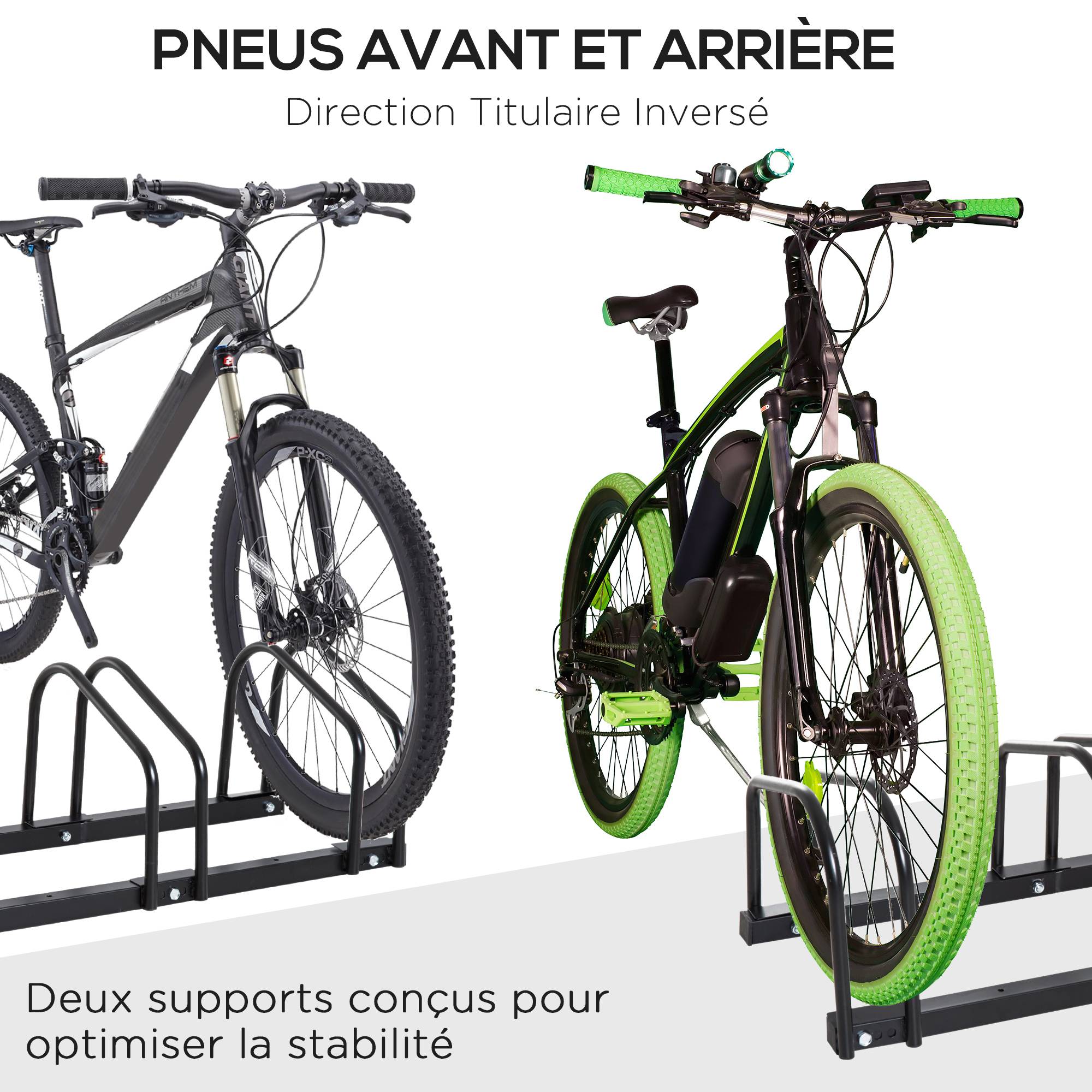 Râtelier pour 4 vélos acier noir 110 x 33 x 27 cm - PANGIVO - Image 8