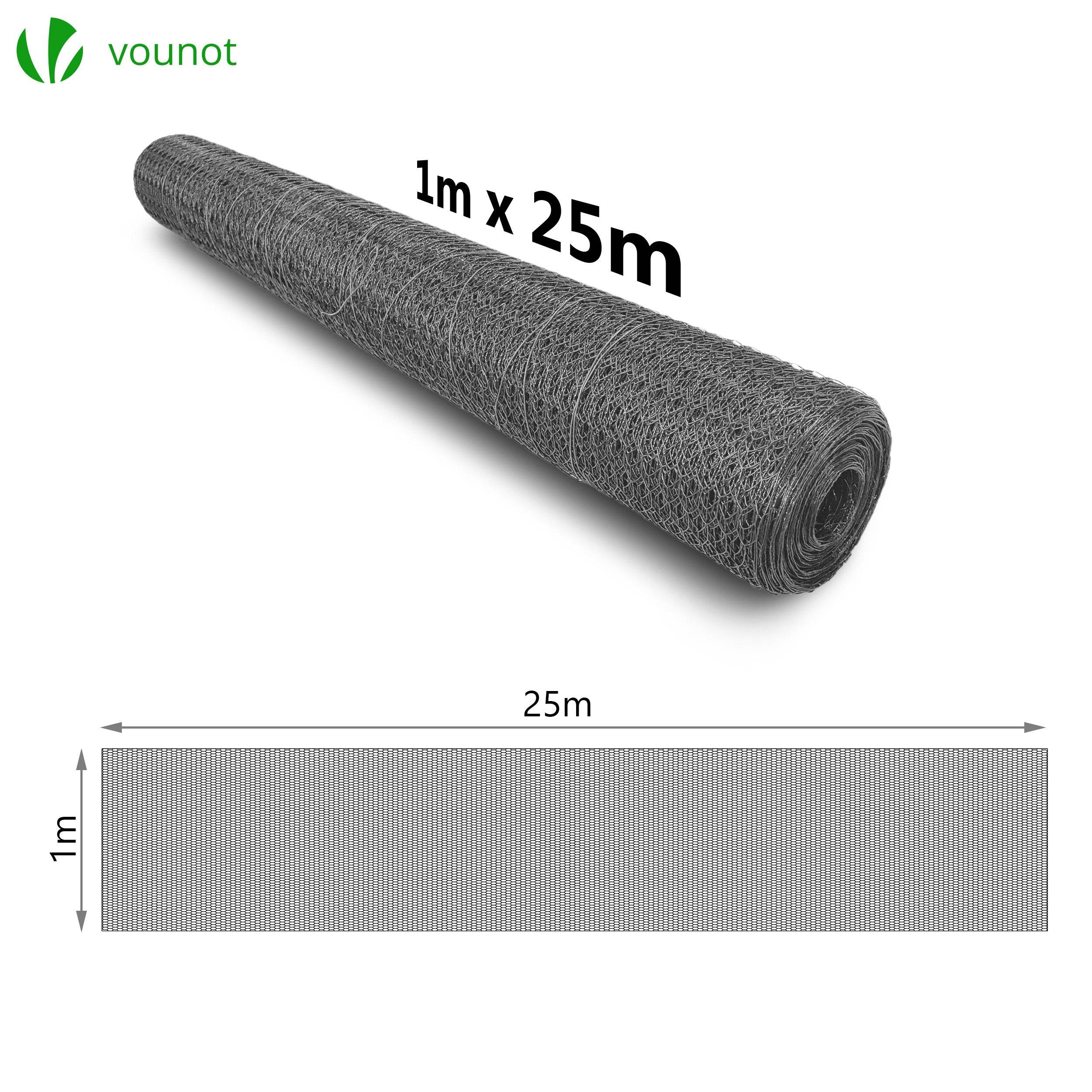 VOUNOT® Grillage métallique gainé de PVC gris - Maille 13mm - 1x25M - Filet de clôture pour poulailler - Image 7