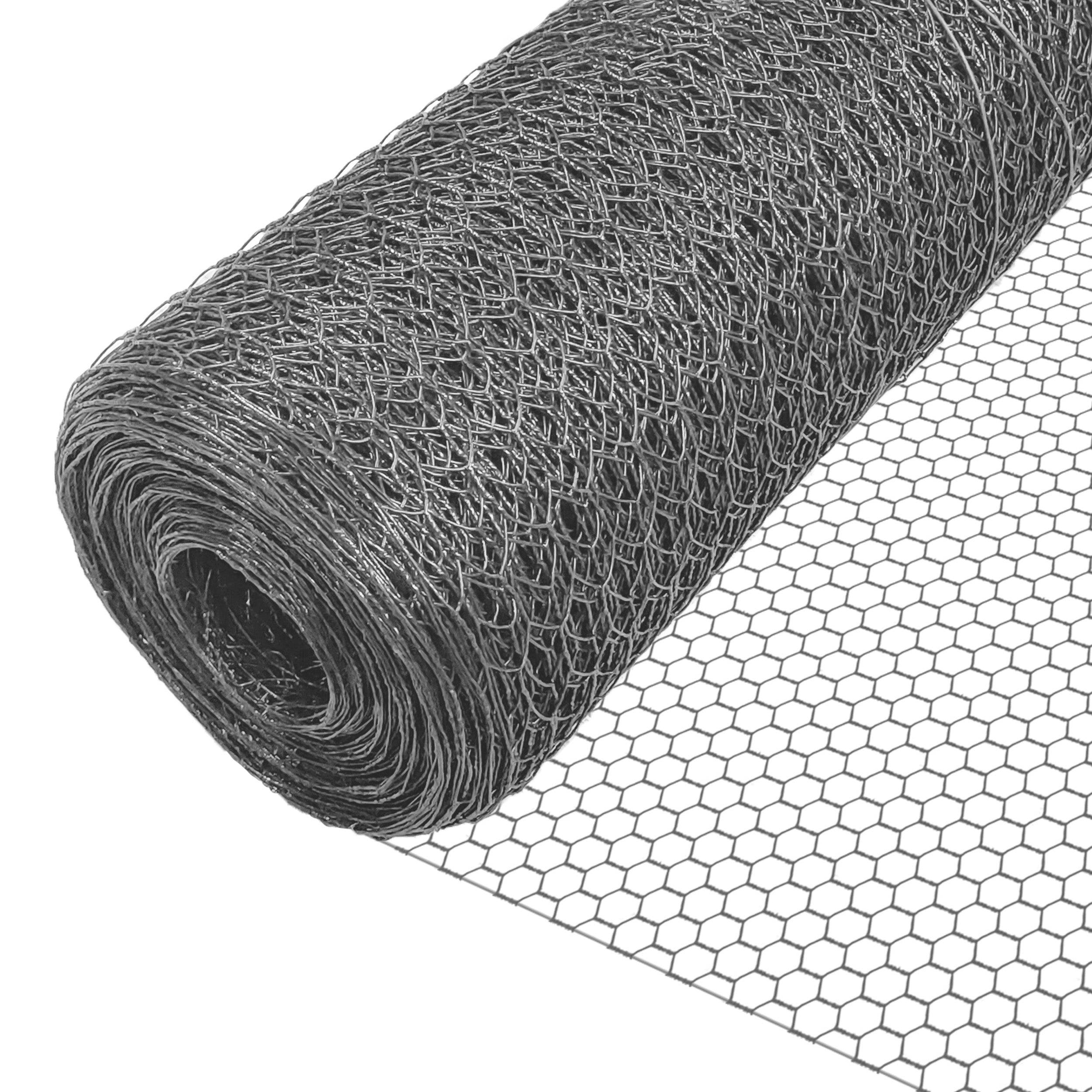 VOUNOT® Grillage métallique gainé de PVC gris - Maille 13mm - 1x25M - Filet de clôture pour poulailler - Image 1