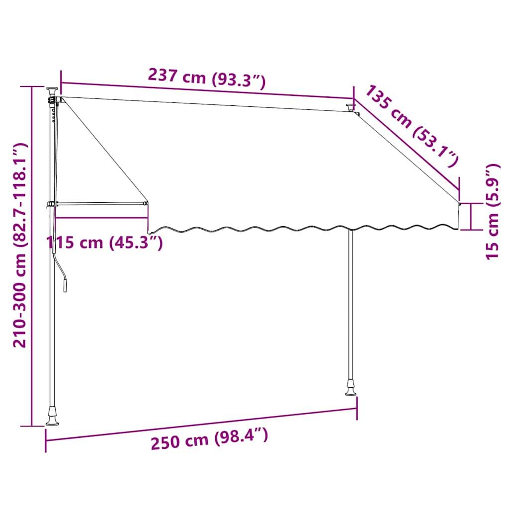 Vidaxl - Auvent manuel rétractable 250 cm Crème vidaXL 143695 - Imagen 3