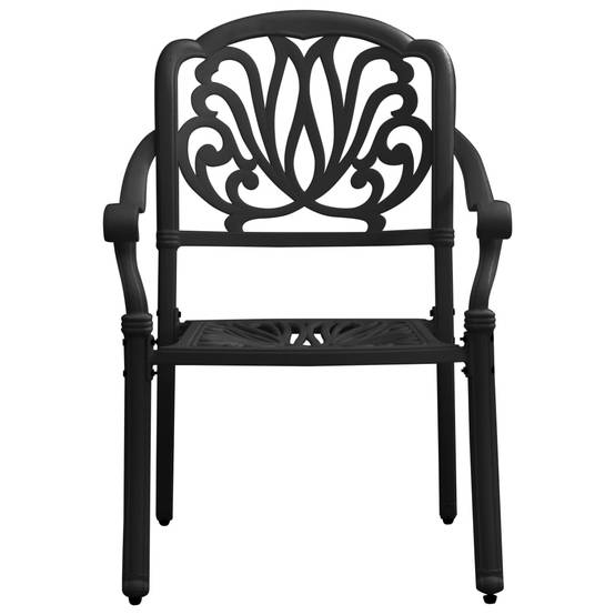 Helloshop26 - Ensemble de bistro jardin meuble extérieur terrasse 5 pièces aluminium coulé noir - Imagen 4