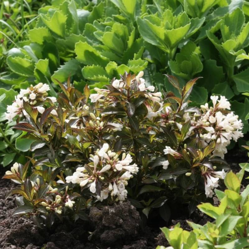 Weigela Black and White® 'Courtacad1', Weigelia à fleurs Blanche - feuillage Caduc - Pot de 4L - 40/60 cm- hauteur à maturité De 1,00 m à 1,50 m - Image 4