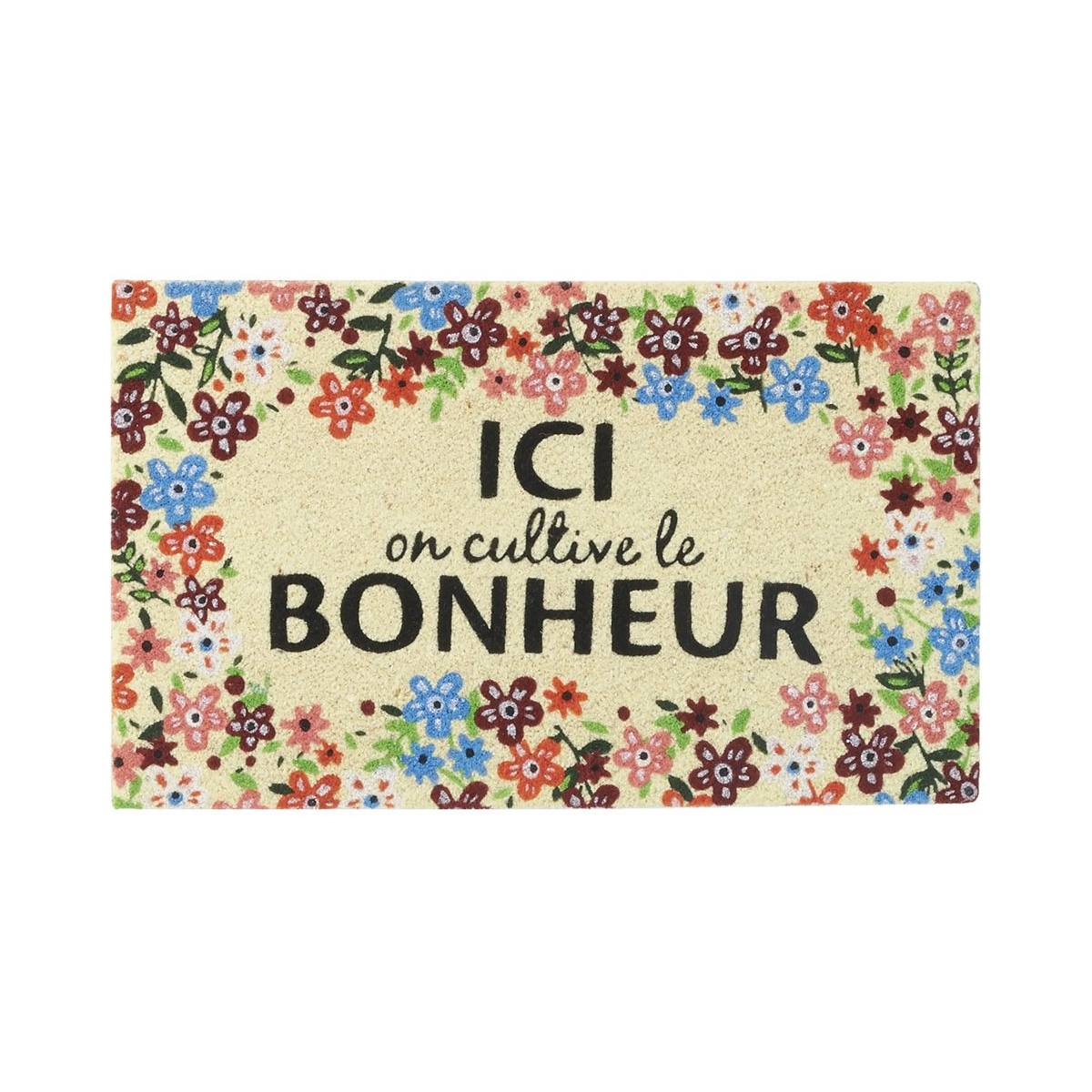 Aubry Gaspard - Paillasson en coco avec inscriptions 75 x 45 cm Ici on cultive le bonheur - Image 1