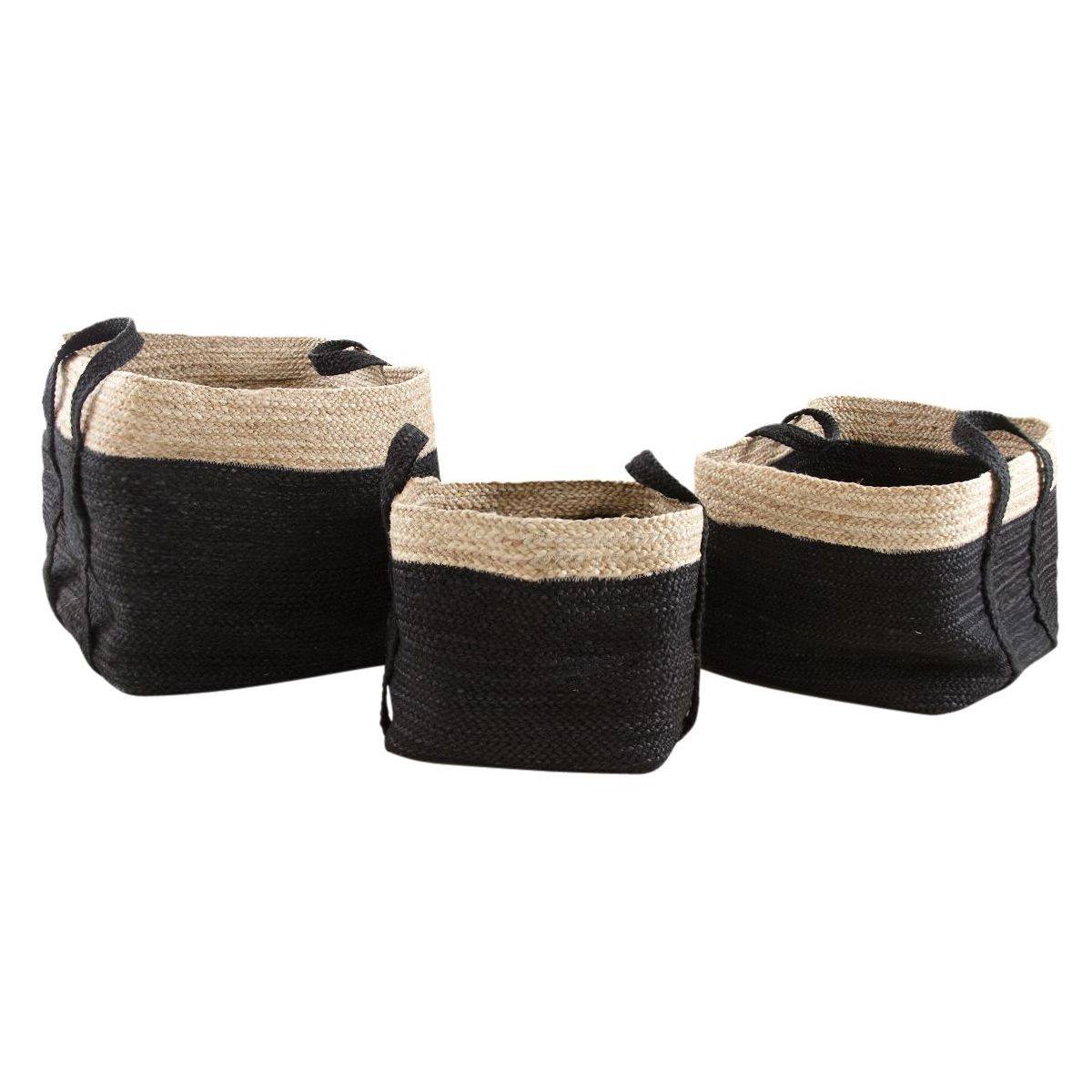 Aubry Gaspard - Corbeilles de rangement carrées en jute (Lot de 3) - Imagen 1