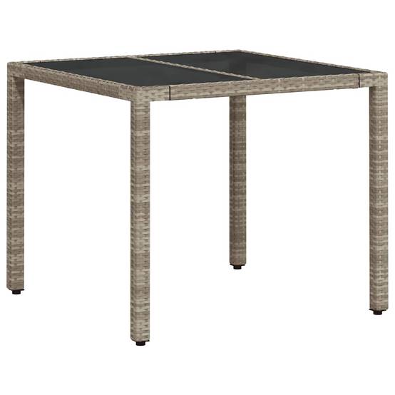 Table de jardin avec dessus en verre gris clair résine tressée 90 x 90 x 75 cm - PANGIVO - Image 7