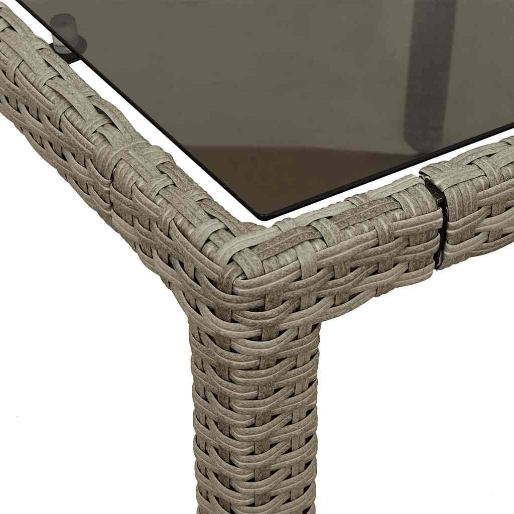 Table de jardin avec dessus en verre gris clair résine tressée 90 x 90 x 75 cm - PANGIVO - Image 9