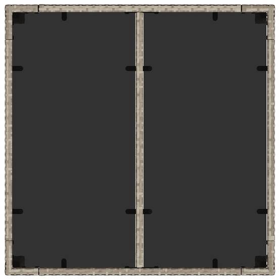 Table de jardin avec dessus en verre gris clair résine tressée 90 x 90 x 75 cm - PANGIVO - Image 8