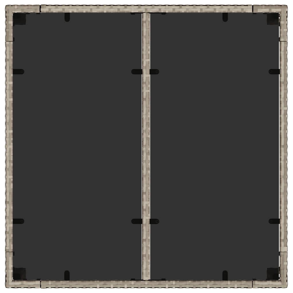Table de jardin avec dessus en verre gris clair résine tressée 90 x 90 x 75 cm - PANGIVO - Image 8