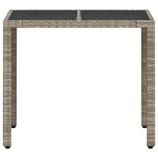Table de jardin avec dessus en verre gris clair résine tressée 90 x 90 x 75 cm - PANGIVO - Image 5