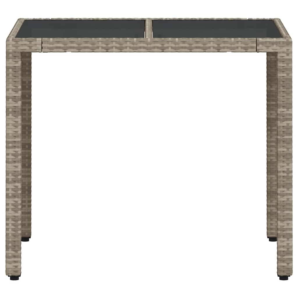 Table de jardin avec dessus en verre gris clair résine tressée 90 x 90 x 75 cm - PANGIVO - Image 5