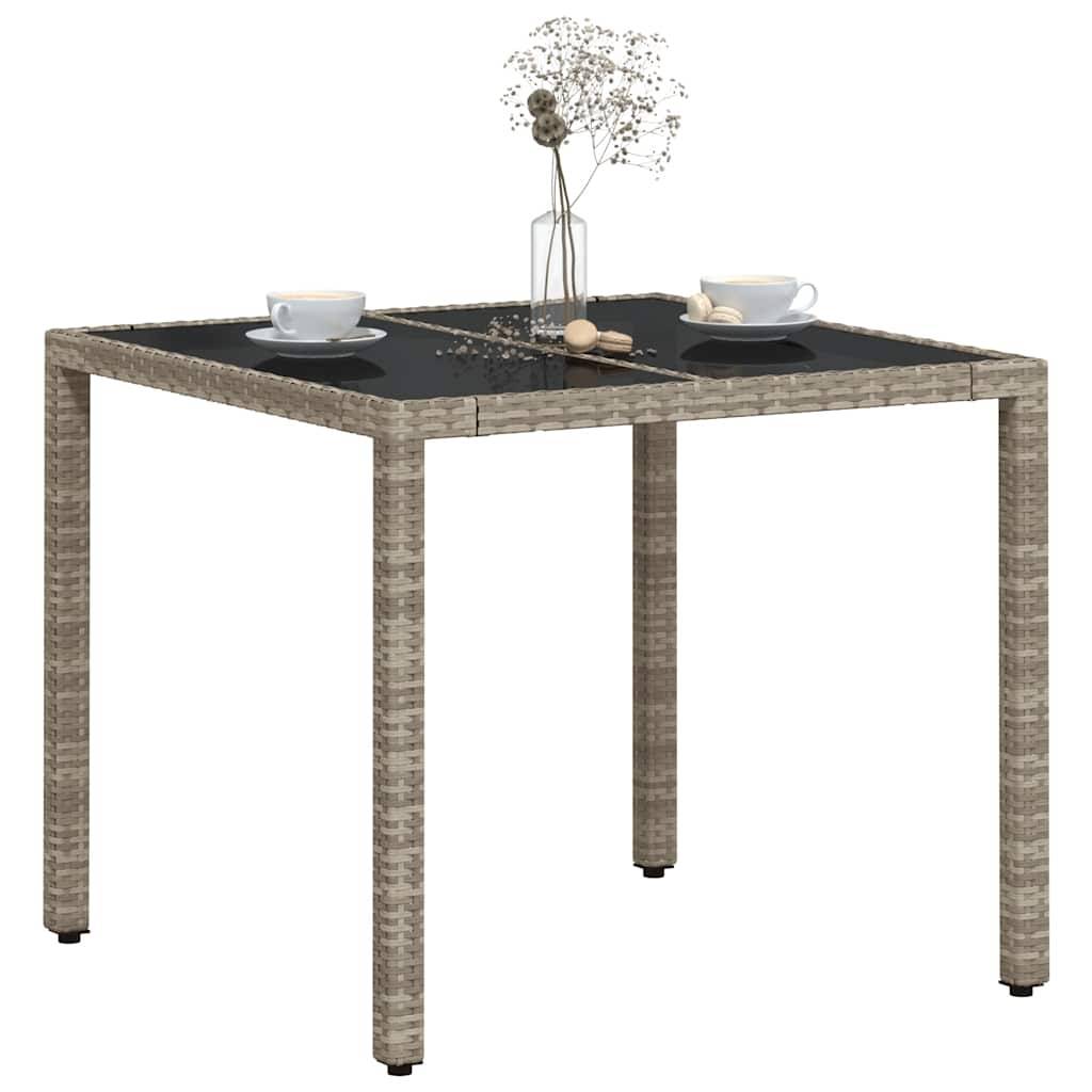 Table de jardin avec dessus en verre gris clair résine tressée 90 x 90 x 75 cm - PANGIVO - Image 4