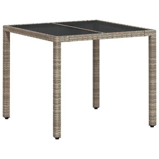 Table de jardin avec dessus en verre gris clair résine tressée 90 x 90 x 75 cm - PANGIVO - Image 2