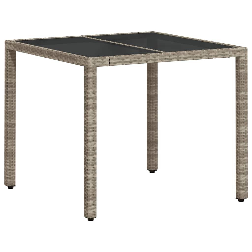 Table de jardin avec dessus en verre gris clair résine tressée 90 x 90 x 75 cm - PANGIVO - Image 2
