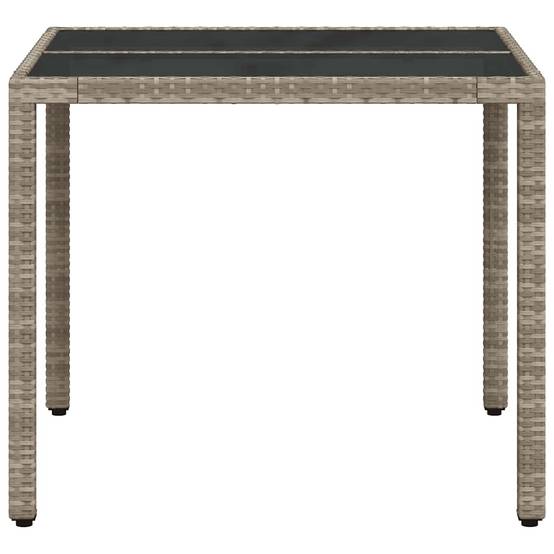 Table de jardin avec dessus en verre gris clair résine tressée 90 x 90 x 75 cm - PANGIVO - Image 6