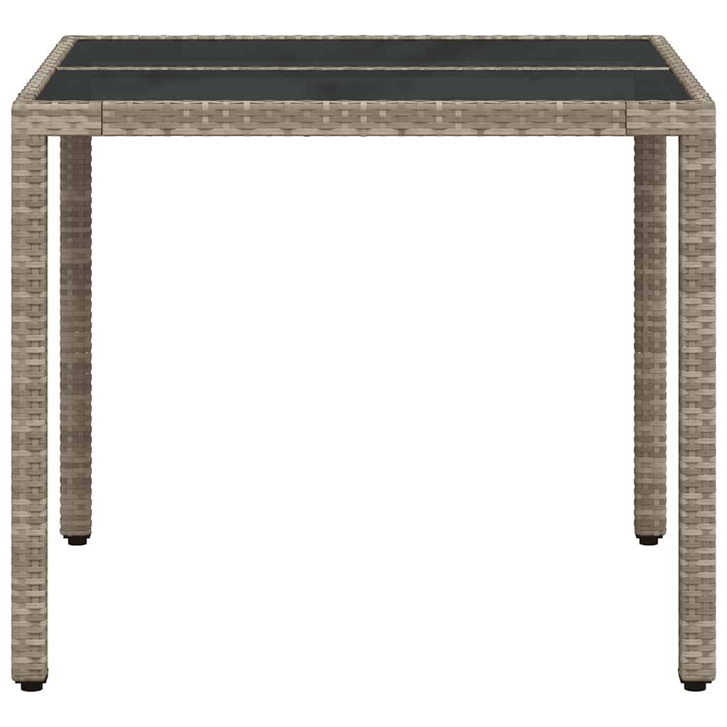Table de jardin avec dessus en verre gris clair résine tressée 90 x 90 x 75 cm - PANGIVO - Image 6