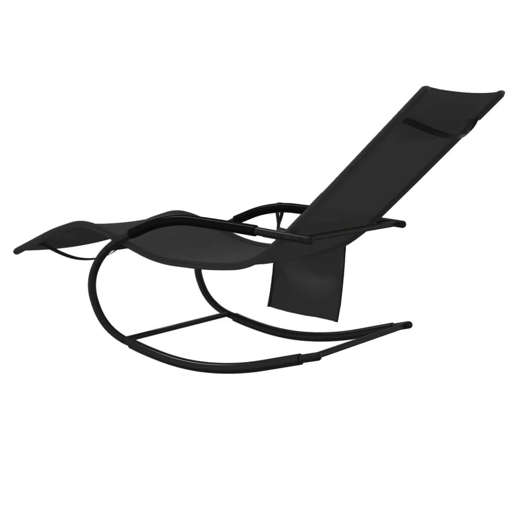 Helloshop26 - Chaises longues à bascule 2 pcs noir acier et textilène - Imagen 5