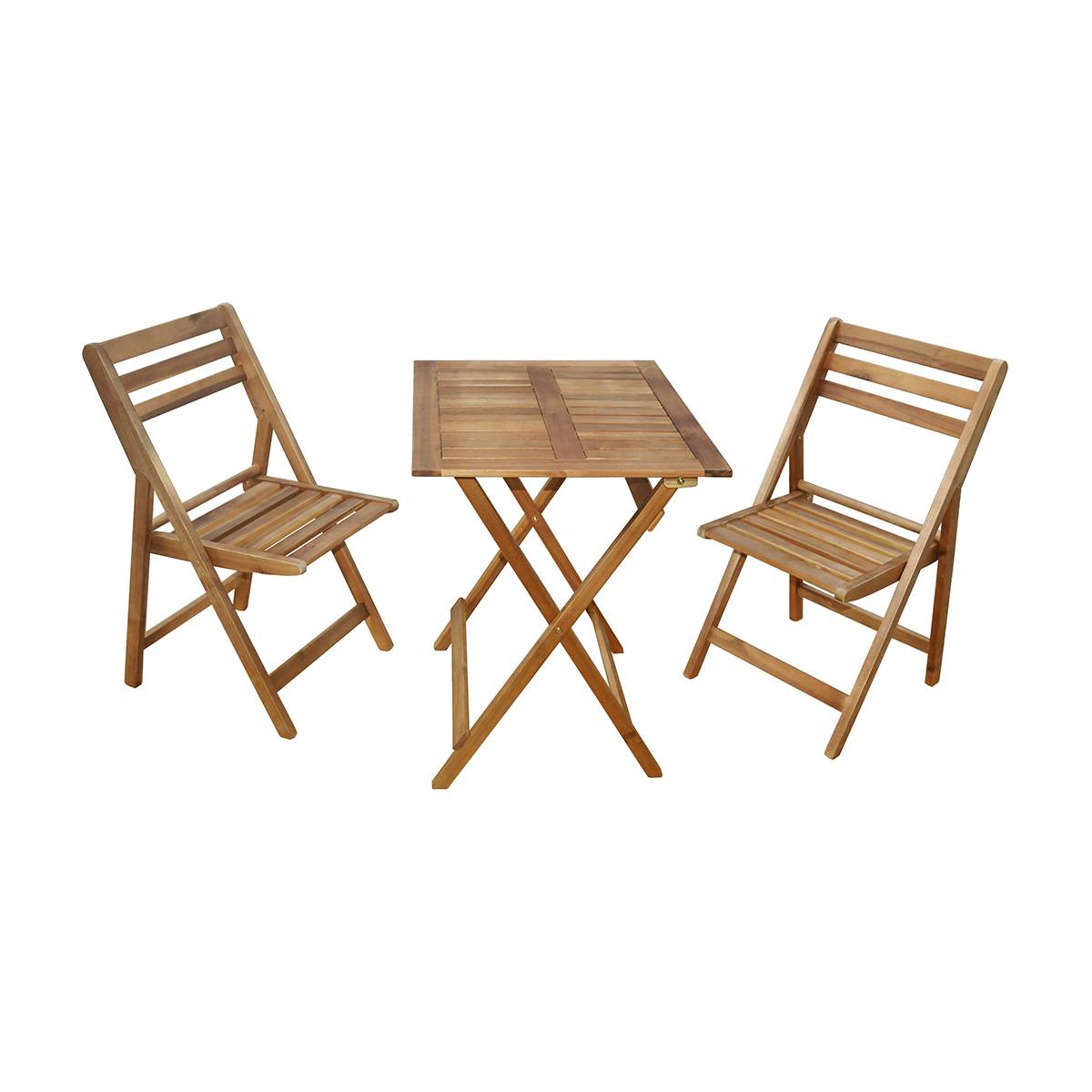 Ensemble table de jardin pliable + 2 chaises en acacia Fidgi - Cémonjardin - Imagen 3
