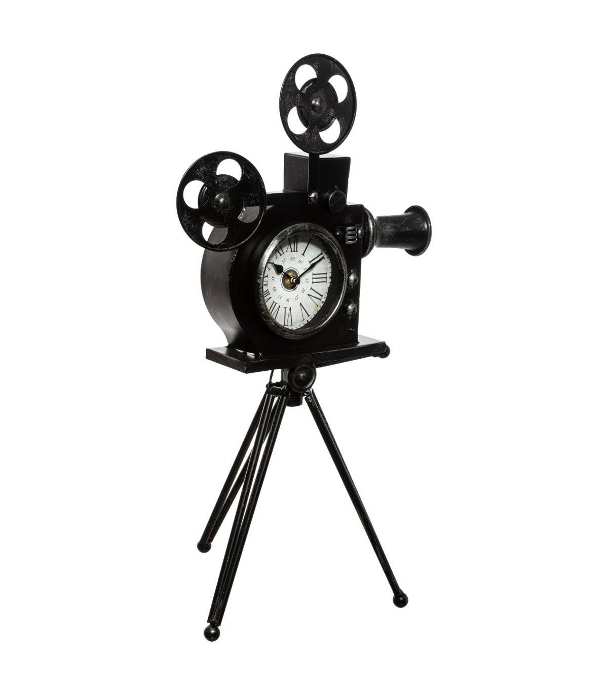 Horloge à poser sur son trépied façon Caméra projecteur de cinéma H 51 cm - Imagen 1