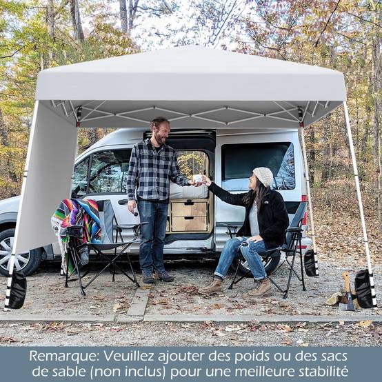 Tonnelle de Jardin 3x3M Tente Réception Pliant avec Sac à Dos Portable Protection Solaire Blanc - Image 3