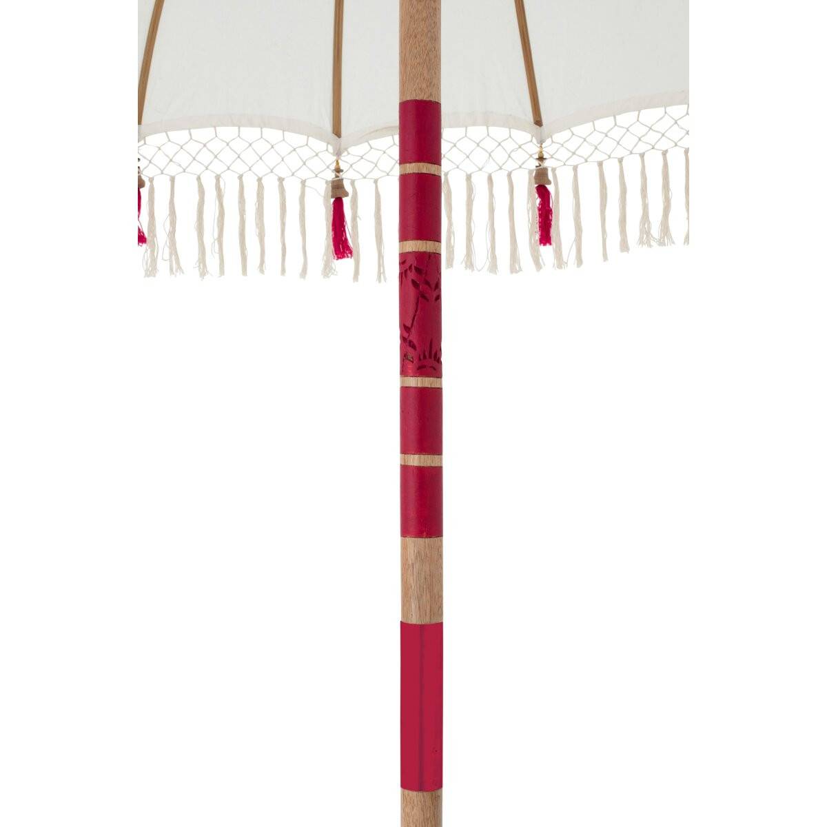 J-Line - Parasol Rond à Franges "Flavie" 180cm Écru & Rose - Image 5