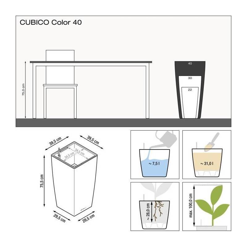 Lechuza - Pot De Fleur Lechuza Cubico Color 40 - Kit Complet, Brun Sable - Imagen 3