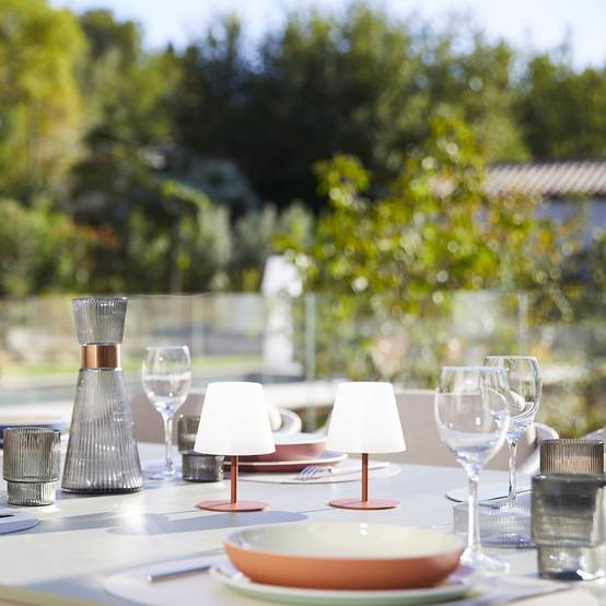 Lumisky - 2 Lampes de table TWINS Terracotta H16cm - Image 4