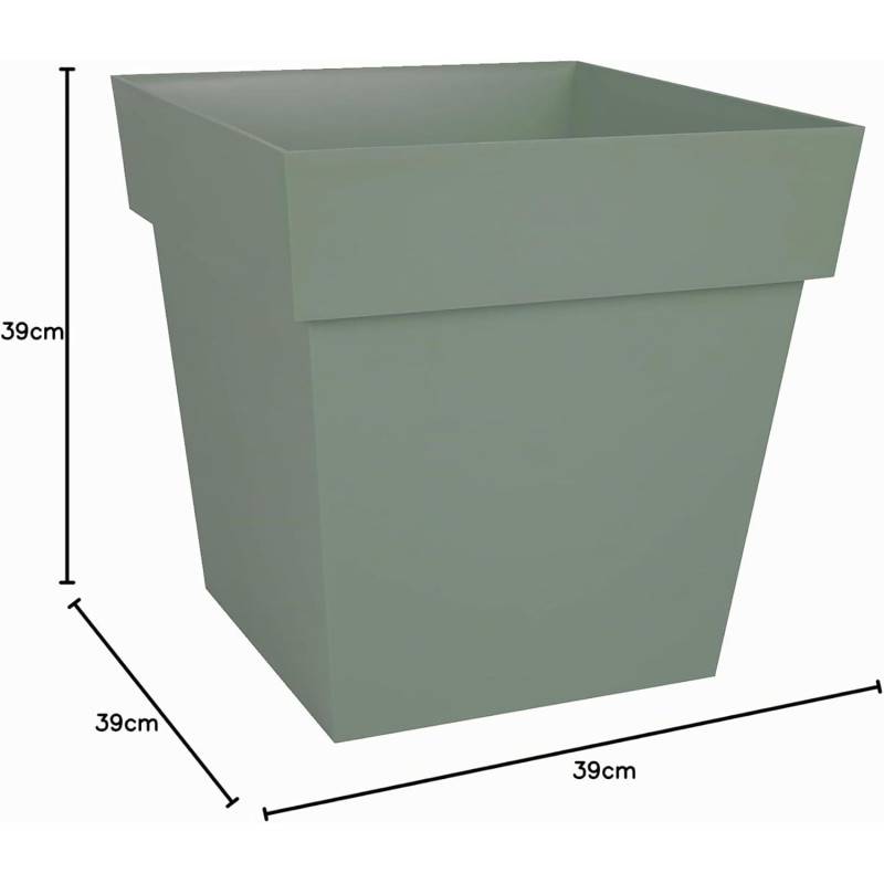 EDA Plastiques - Eda Pot De Fleur Carré Toscane 39 Cm - 38 L - 39 X 39 X H 39 Cm - Vert Laurier - Imagen 9