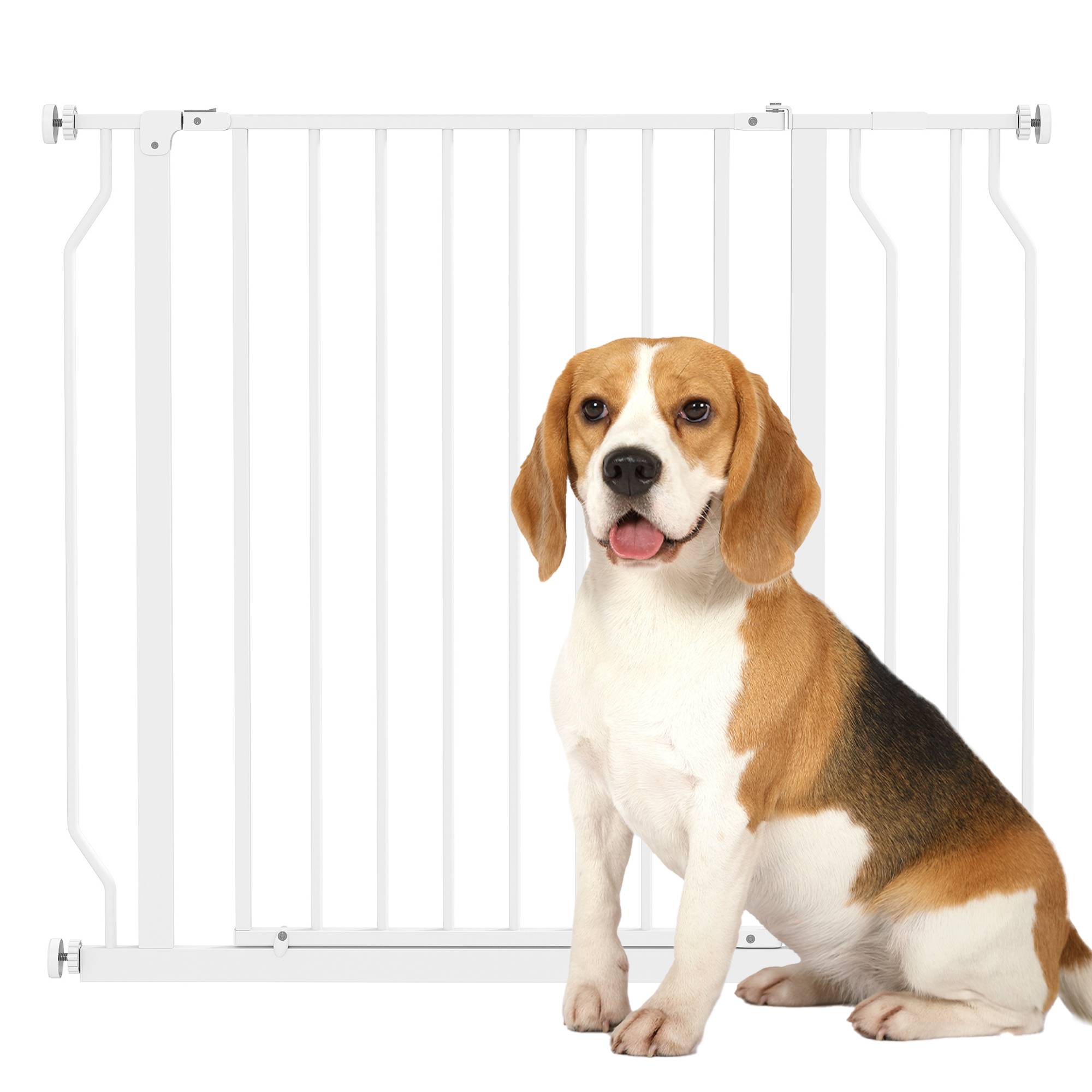 Barrière de protection pour chien, ouverture double sens, fixation murale, réglable 75-95 cm, blanc - Image 1