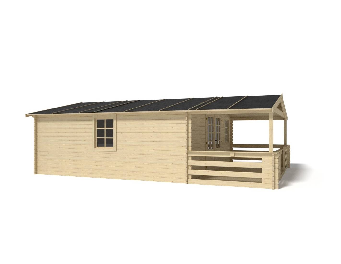 Altanka - Abri de jardin en bois - 5x5 m + terrasse avec balustrade et avant-toit en bois - 35 m2 - DOM591+DOM600+DOM601+POD04 - ALTANKA - Imagen 7