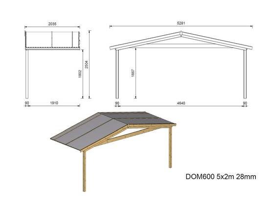 Altanka - Abri de jardin en bois - 5x5 m + terrasse avec balustrade et avant-toit en bois - 35 m2 - DOM591+DOM600+DOM601+POD04 - ALTANKA - Imagen 5