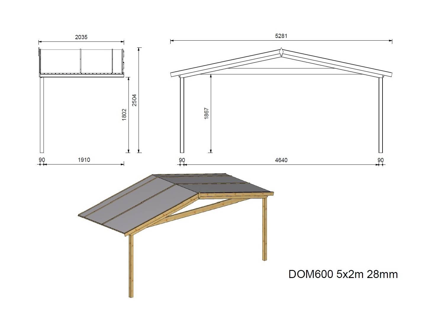 Altanka - Abri de jardin en bois - 5x5 m + terrasse avec balustrade et avant-toit en bois - 35 m2 - DOM591+DOM600+DOM601+POD04 - ALTANKA - Imagen 5