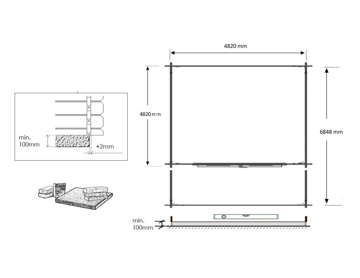 Altanka - Abri de jardin en bois - 5x5 m + terrasse avec balustrade et avant-toit en bois - 35 m2 - DOM591+DOM600+DOM601+POD04 - ALTANKA - Imagen 3
